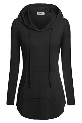 Hoodies for Women Pullover,Nandashe Autumn Cute 2018 Fashion V-neck Full Sleeve Charming Jumper Light Weight Athletic Camping Hiking Skiing Training High Stretchy Hooded Sweatshirts Sportswear Black M