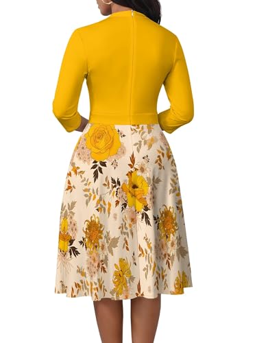 Image of PinkPatty Women's Casual A-line Midi Dresses 3 /4 Sleeve V Neck Fit and Flare Dress with Pockets