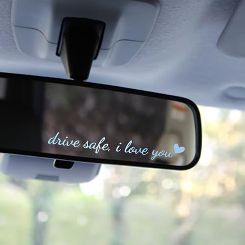 Image of Miarita 3X Drive Safe I Love You Holographic Rearview Mirror Decal, Car Window Decals, Car Stickers for Women, I Love You Drive Safe Mirror Sticker