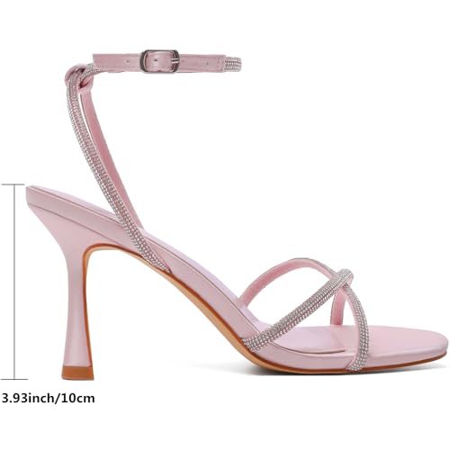 Image of Mostrin Strappy Heels for Women Ankle Strap Heels Women's Heeled Sandals for Party Prom Wedding