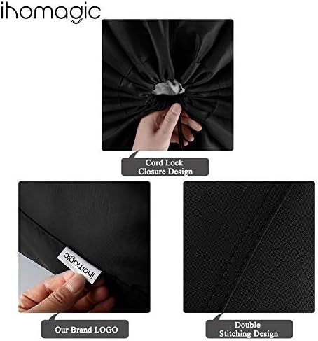 IHOMAGIC Laundry Bag Extra Large 100L, Foldable Storage Bag with Drawstring Cord Lock Closure, Nylon Dirty Clothes Bags for Bedroom Home or Dormitory and travel, Golden Smile Fabric Bag, Black