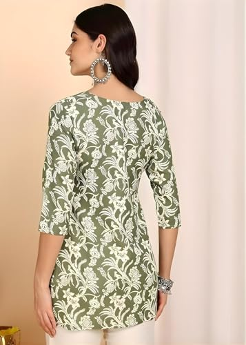 Image of Women's Short Kurti in TopsTunic Rayon Cotton Blend | Ladies Ethnic Tunic