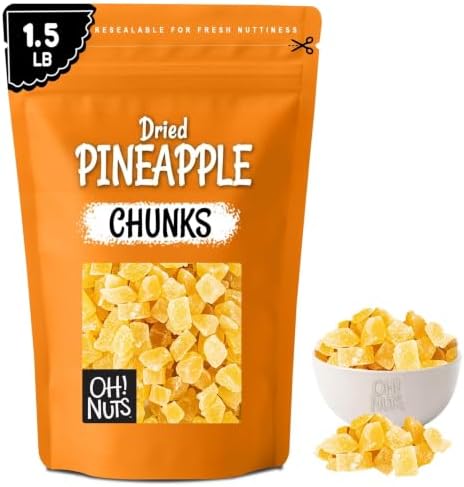 Oh! Nuts Dried Pineapple Chunks 1.5lb Dehydrated Fruit Bites
