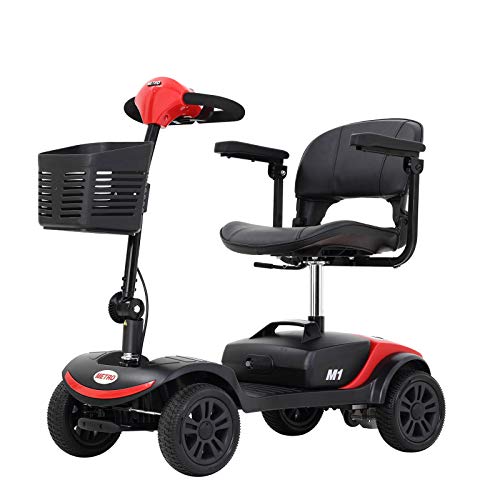 Metro Mobility Electric Mobility Scooter for Seniors Adults - Foldable Tiller - Compact for Travel - 12 Ah Battery - 4 Wheel - M1Lite Red