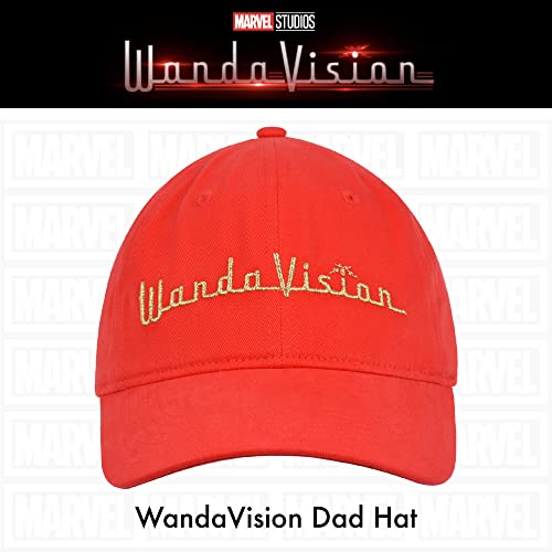 Concept One Marvel Wandavision Dad Hat, Embroidered Logo Adult Baseball Cap With Curved Brim, Red, One Size #TOP29