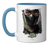 Mortal Kombat 2 Jade Portrait Ceramic Mug, Blue/White
