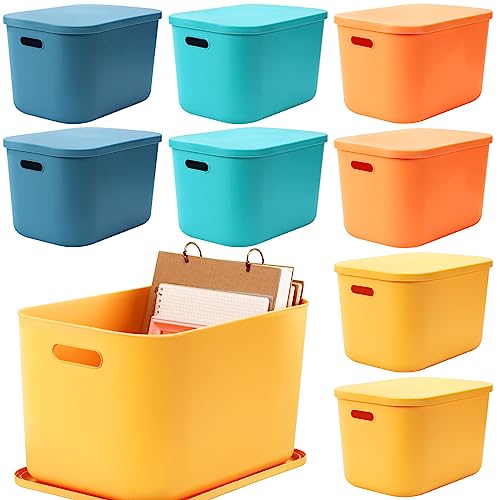 Hoolerry 8 Pieces Storage Bins, 14.2 x 10.2 x 9.5 Inch, Multi-colored by Hoolerry - Used condition - US$80.52