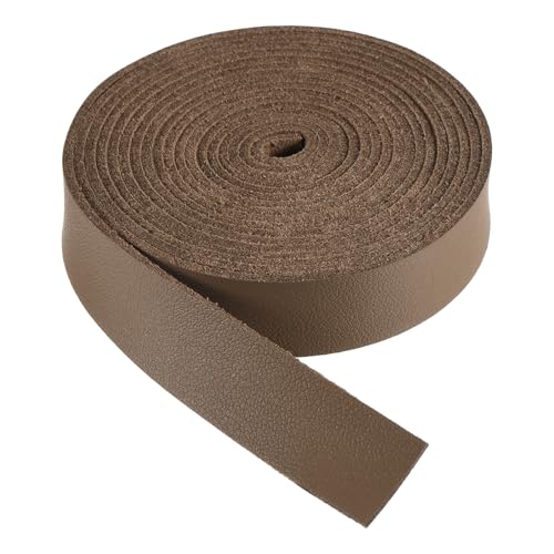 DMiotech Light Brown Faux Leather Strap 0.6 Inch Wide 78 Inch Long Flat Leather Belt Strip 1.3mm Thick Single Sided Cord for Arts Craft DIY, Traction Ropes, Bag Straps