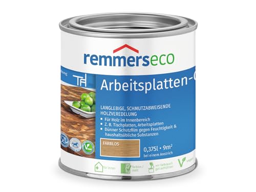 Remmers Arbeitsplatten-Öl [eco] farblos, 0,375 Liter, Arbeitsplattenöl für wasserbelastete Küchenutensilien, Arbeitsplatten, Tische und Möbel