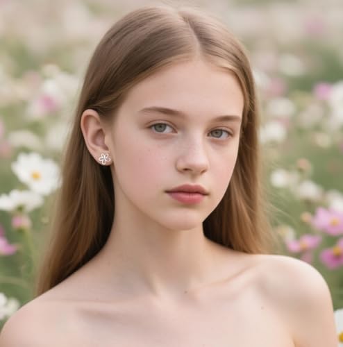 Reffeer Solid 925 Sterling Silver Flower Stud Earrings for Women Teens Hollow Flower Stud Earrings Spring2