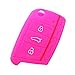 Produktbild Happyit 3 Knöpfe Soft Silikon Fernschlüssel Cover für Passend VW Volkswagen Golf 7 GTI Golf VII MK7 Skoda Octavia A7 Seat Leon (Rosa)