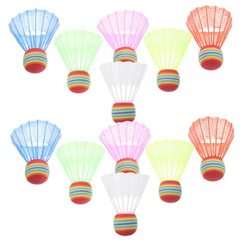 BESPORTBLE 12PCS Colorful Oversized Shuttlecocks for Kids Sturdy Rainbow Badminton Accessories for Indoor and Outdoor Sports
