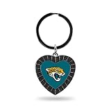 Rico Industries NFL Jacksonville Jaguars NFL Rhinestone Heart Colored Keychain, Black, 3-inches in length