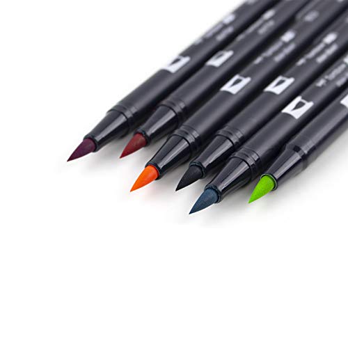 Image of Tombow 56211 Dual Brush Pen Art Markers,Tropical,6-Pack. Blendable,Brush&Fine Tip Markers,Multi-coloured
