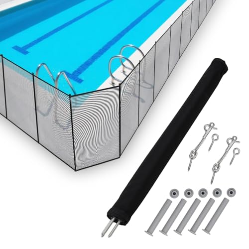 Swimming Pool Fence 4Ft x 108Ft, Ground Safety Fencing with Gate, Removable Safety Barrier for Swimming Pools, 320GSM Tear-Resistant Mesh, Easy DIY Installation, Black