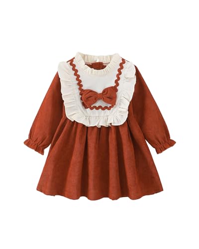 Kucnuzki Baby Girl Outfit Casual Long Sleeve Fall Winter Dresses Ruffle Little Girls Toddler Dress Kids Baby Clothes