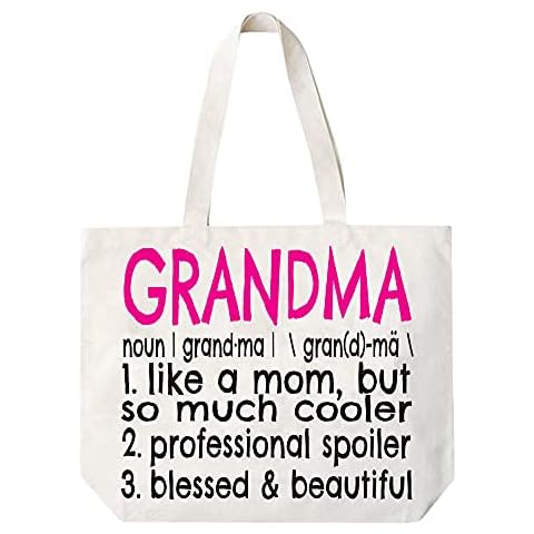 COCOVICI Grandma Definition Canvas Tote Bag Grandma Gift Idea Book Bag Cover