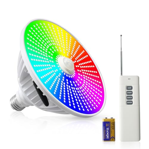 Underwater Inground Pool Light 60W RGB with Remote Control E26 E27 Replacement for Hayward Fixture Color Changing Swimming Led Pool Lights Bulb(75W,RGB)