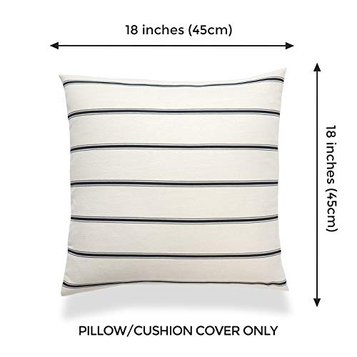 Hofdeco Premium Mid Century Neutral Indoor Outdoor Throw Pillow Cover Only, 18\"x18\" Water Repellent for Backyard, Couch, Stripes - Thumbnail 2