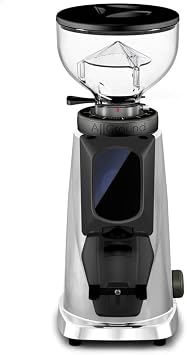 Fiorenzato AllGround Sense Burr Coffee Grinder, Home Coffee Grinder - 64mm Flat Dark T M340 Steel Burr, Grind by Weight Chrome With Black, Standard