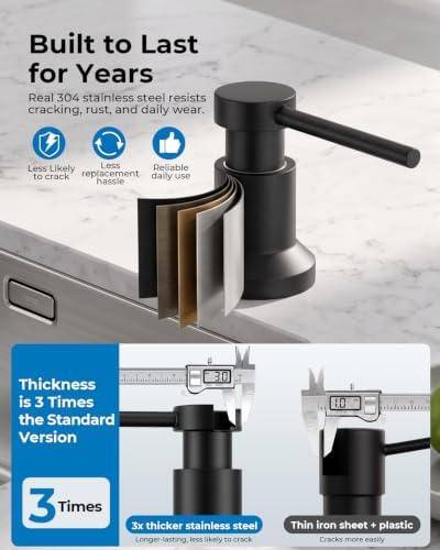 WEWE Modern Deck Mounted Lotion or Kitchen Soap Dispenser Pump, Matte Black — 사진 3