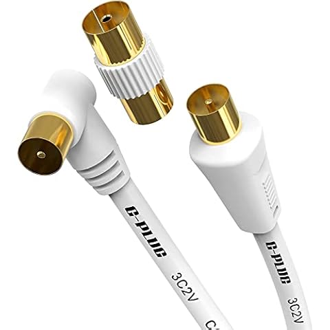 G-PLUG 2m Langes Antennenkabel Männlich zu Männlich - Satellitenkabel Koaxialkabel TV-Antenne Koaxialkabel F-Stecker Gold Cover