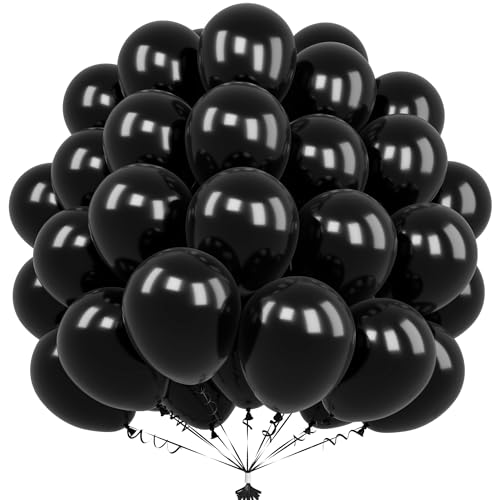 Unisun Balões pretos, 50 peças 12 polegadas balões pretos mate para homens mulheres festa de aniversário Baby Shower casamento Halloween ano novo graduação festival decorações aniversário
