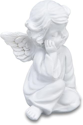 Miniatura 8 de Joyzan Estatua de querubín de resina, estilo encantador, figuras blancas de bebé, ángel, jardín, decoración conmemorativa, interior y exterior,