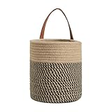 Cesta de almacenamiento colgante – Contenedor organizador montado en la pared, contenedor de cuerda de algodón hecho a mano, 16 x 18 cm, diseño de asa, uso decorativo y ahorro simultáneo de objetos de