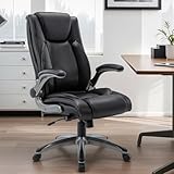 Ergonomic Executive Office Chair with Adjustable Lumbar Support, Flip-up Armrests, Double Padded Seat & Tilt Function – High Back Swivel Desk Chair for Home Office & Gaming,Black