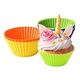 【Antiadherente】 A diferencia de los moldes para pasteles de papel, los moldes para muffins de silicona son más fáciles de almacenar y usar. Estas tazas antiadherentes para hornear hacen que sea fácil despegar pasteles. Úselos para cocinar comida deliciosa para sus hijos, esposo y padres. Creo que se sentirán felices.