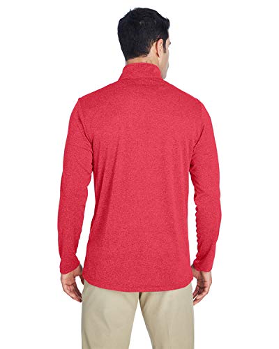 UltraClub Men's Cool & Dry Heathered Performance Quarter-Zip 2XL RED HEATHER3