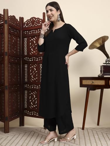 Image of Idalia Rose Gold Straight Solid Kurta With Palazzo Pants