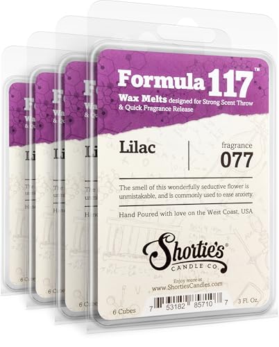 Shortie's Candle Company Pure Lilac Premium Wax Melts 4 Pack - 12 Oz., Strong & Long Lasting, Non-Toxic - Made with Essential & Natural Oils - Formula 117