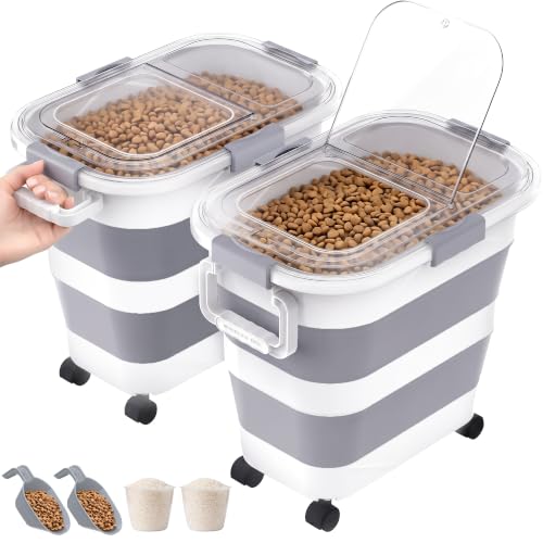 NURYO 2 Pack 25 Lbs Dog Food Storage Container, Collapsible Rice Container by NURYO - Used condition - US$52.79