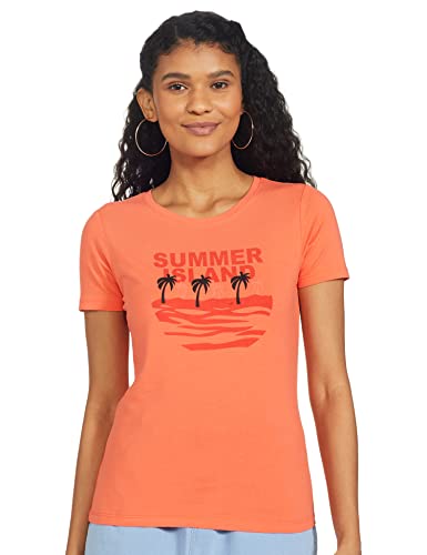 Image of Spykar Womens Regular Fit Cotton Lycra Solid T-Shirt (A21SPKT01BJ007L-P)