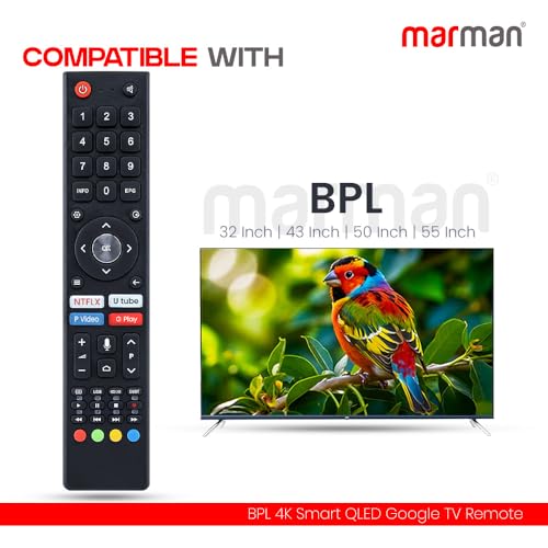 Image of marman Compatible with BPL TV Remote Control Model 43F-A4300 Suitable for Smart 4k HD LED QLED Android televisions with Bluetooth Voice Command and Google Assistant - Pairing Must