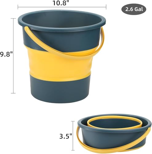 Image of VINSU Silicone Bucket Water Proof, PVC Coated Collapsible Foldaway Bucket with Handle Fordable Pail for Outdoor Camping /Car Washing /Fishing /Hiking /Travelling, Portable (Orange Foldable Bucket)