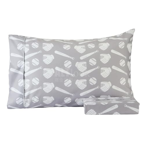 Drozeeo Twin Sheets Set Kids Grey Baseball Sheets for Boys