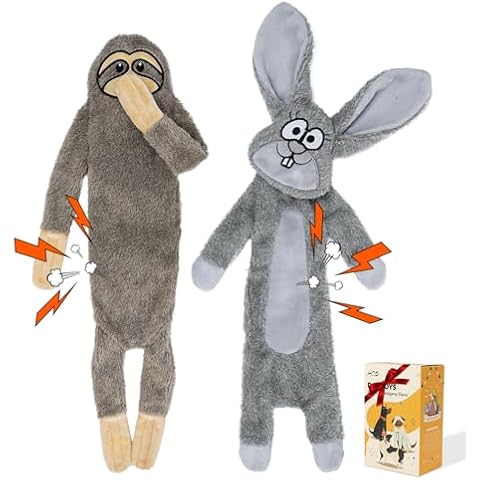 HGB Squeaky Dog Toys, No Stuffing Crinkle Dog Toys for Large Medium Small Dogs, Plush Dog Toys to Keep Them Busy, Dog Chew Toys for Puppy Teething, Pet Toys, 2 Pack Cover