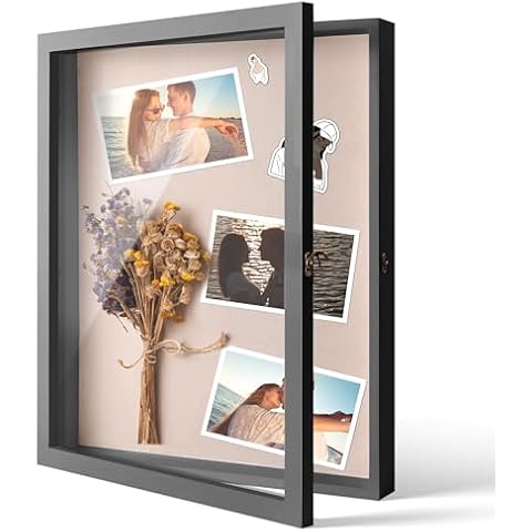 Shadow Box Frame, 16x20 Extra Large Shadow Box Display Case,Deep Shadowbox with Door and Metal Lock for Keepsake Photos Tickets Flowers Bouquet Memorial Items Collages, for Home, Black Cover