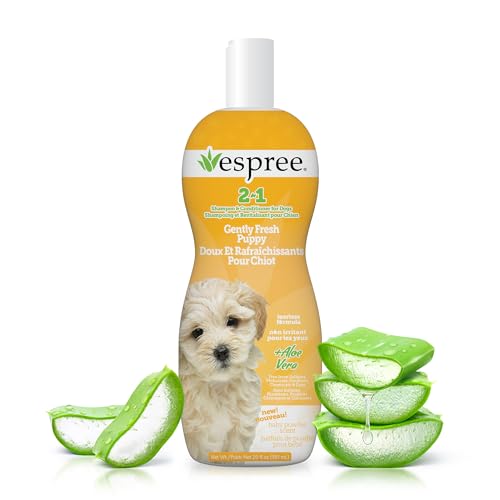 Espree Gentle Fresh Puppy Shampoo & Conditioner Tearless Formula with Aloe Vera Sulfate-Free Paraben-Free Harsh Chemical and Dye-Free Safe for Dogs with Sensitive Skin 20oz