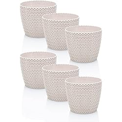 idea-station Eco macetas plastico 6 x 10.8 cm - Blanco - 30% Contenido de Madera - maceteros Decorativos Interior - jardineras Exterior…