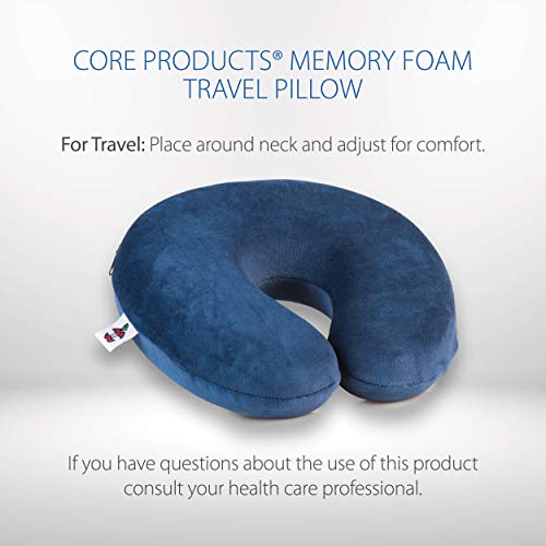 Core Products Travel Pillow, Orthopedic Neck Support, Airplane Travel, Packable, Portable Use Sitting Or Sleeping Memory Foam, Plush Cover #TOP4