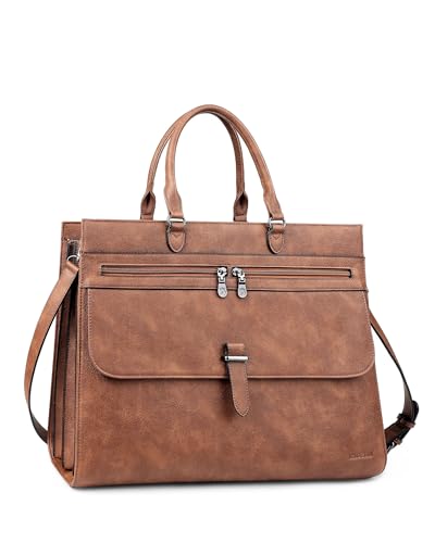 FADEON Leather Briefcase for Women, 15.6
