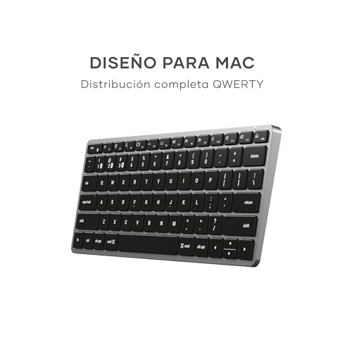Miniatura 4 de Satechi Teclado Inalámbrico Bluetooth Slim X1 Retroiluminado - Sincronización Multidispositivo - Para M2 M1 Macbook Pro Air, M2 M1 Ipad Pro Air, M2 Mac Mini, Imac M1 Gris Espacial, Inglés Qwerty