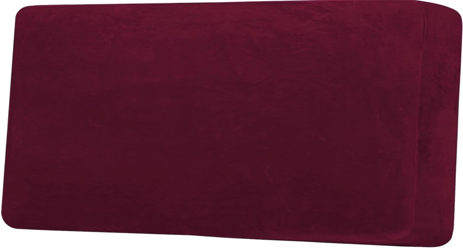 LINGKY Sofa Seat Cushion Cover, Sofa Cushion Slipcovers Stretch Velvet, Universal Non-Slip Couch Cushion Covers Replacement for Individual Furniture Protector (Wine Red,3 Seater) — image 1