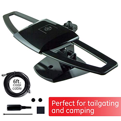 GE UltraPro Black Stealth Mobile TV Antenna, Perfect for Tailgating and Camping, Indoor