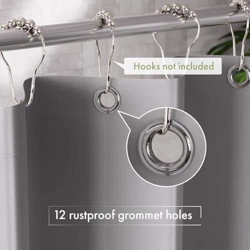 Image of AmazerBath Shower Curtain Liner, 72x78 Grey Shower Curtain Liner, Cute Plastic Shower Curtain Liners, Lightweight Waterproof PEVA Gray Shower Curtains for Bathroom with Magnets and 12 Grommet Holes
