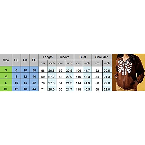 Women's Skull Full Zip Hoodies Y2K Oversized Skeleton Graphic Zip Up Sweatshirt Long Sleeve Hoodie Top Jacket With Pockets (Casual , M ) #TOP2